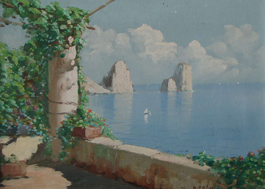 A.Polini - Adriak�ste mit Segelboot bei Rimini im Fr�hling um 1960 - 30 x 40 cm  - 39 € mtl./K 450 €