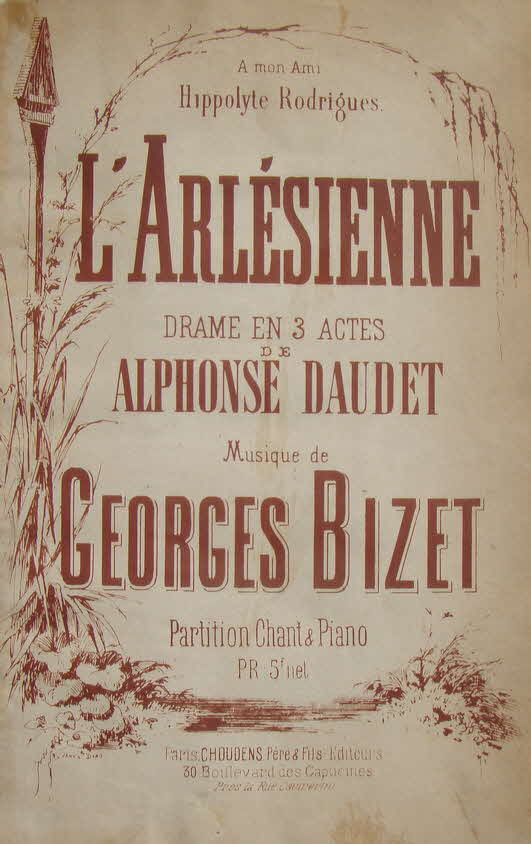 Georges Bizet (* 25. Oktober 1838 in Paris als Alexandre-C�sar-L�opold Bizet; � 3. Juni 1875 in Bougival, D�partement Yvelines bei Paris) war ein franz�sischer Komponist der Romantik.

L�Arl�sienne wurde als Schauspielmusik komponiert - 3 Akte Libretto A. Daudet; 1872 komponiert; uraufgef�hrt in Paris, Th��tre Vaudeville, 1. Oktober 1872 - 39 € mtl./K 350 €