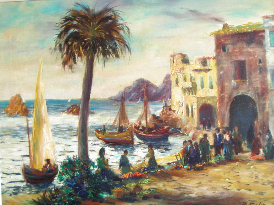 Albert Fessler (1908 - 1978) -  Markt am Hafen von Port de Selva 1965 - 89 € mtl./K 1450 €