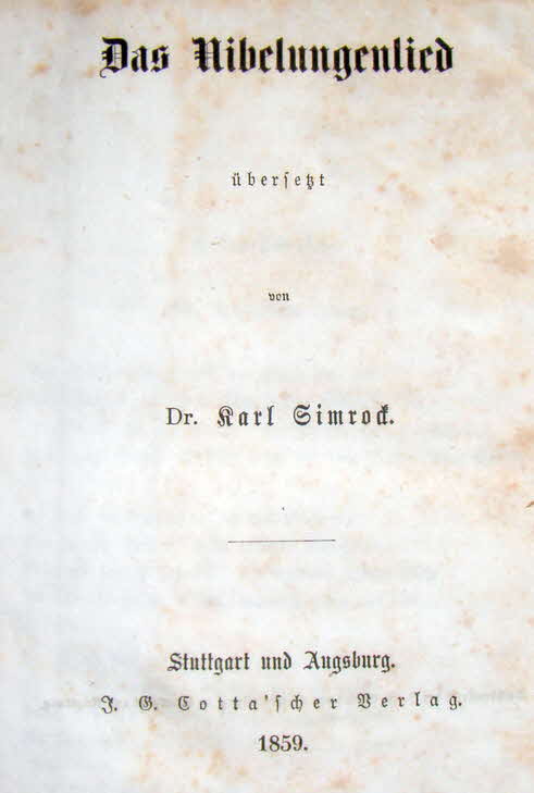 Dr. Karl Simmrock -  Das Nibelungenlied  - 39 € mtl./K 250 €