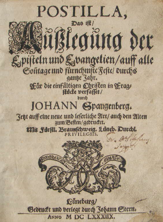 Johann Spangenberg - Auslegung der Episteln - L�neburg 1688. -  59 € mtl./K 450 €